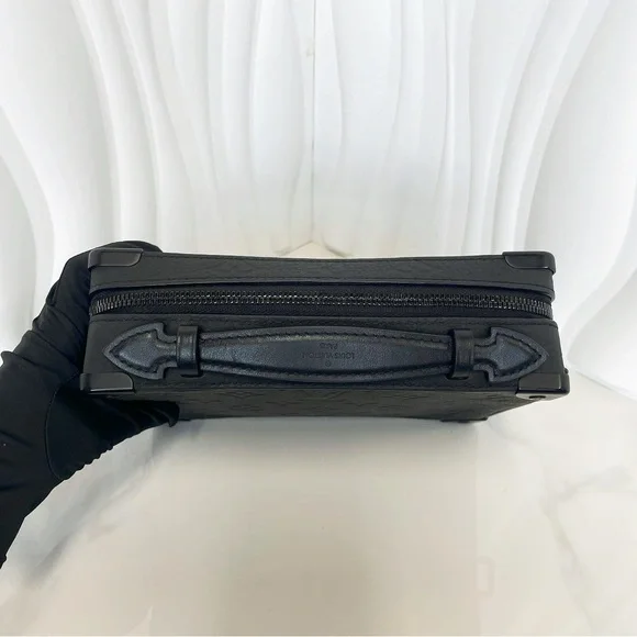 Louis Vuitton Black Monogram Embossed Leather Soft Trunk Crossbody Bag - Picture 3 of 12